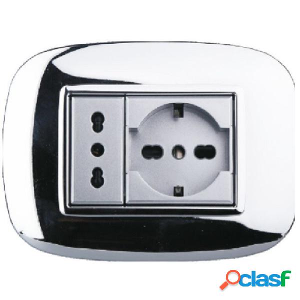 PLACCA OVAL 3 4 6 MODULI COLORE CROMO LUCIDO COMPATIBILE