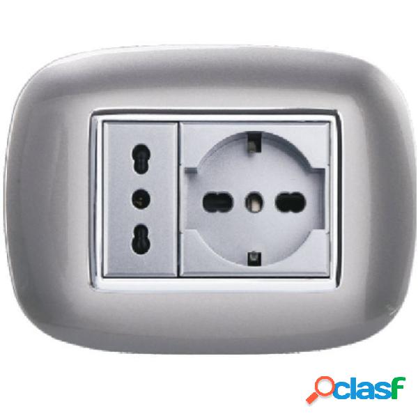 PLACCA OVAL 3 4 6 MODULI COLORE SILVER COMPATIBILE CON