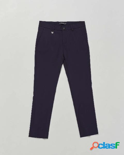 Pantalone chino blu in viscosa stretch 4-16 anni
