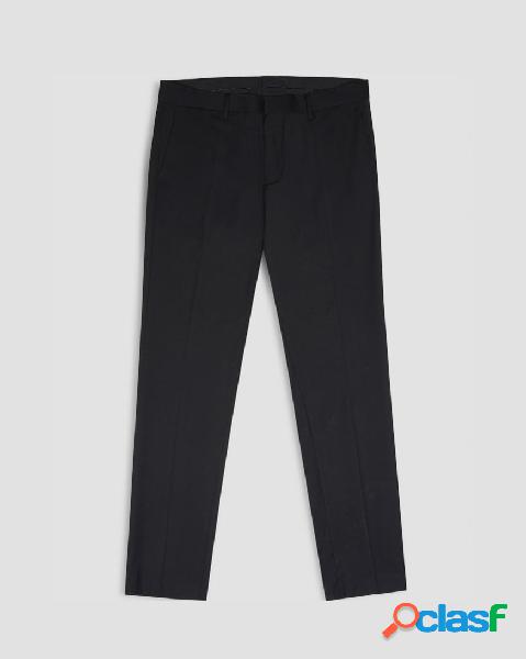 Pantalone nero in tela di poliestere e lana strech