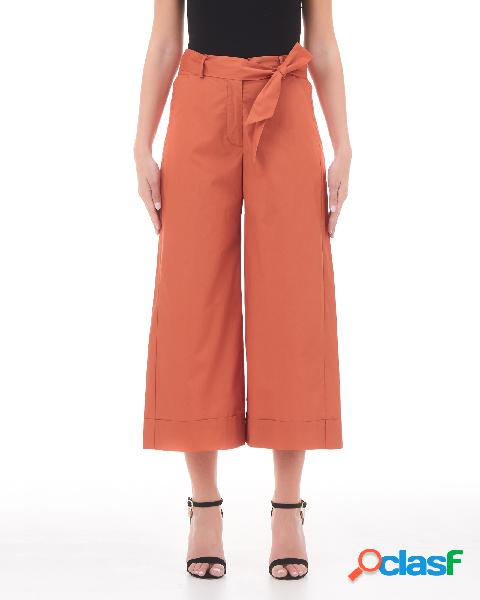 Pantaloni culotte arancioni in popeline di cotone con