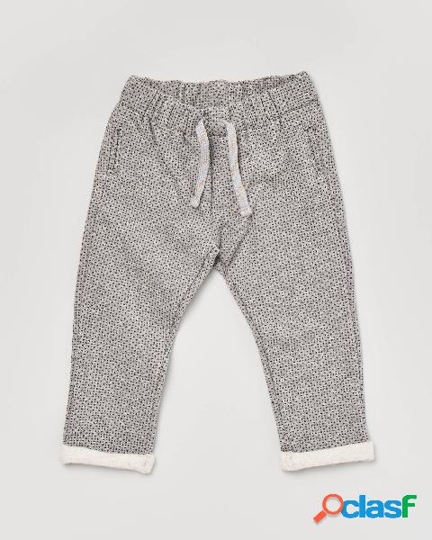 Pantaloni grigi in felpa micro-fantasia con coulisse 6-18