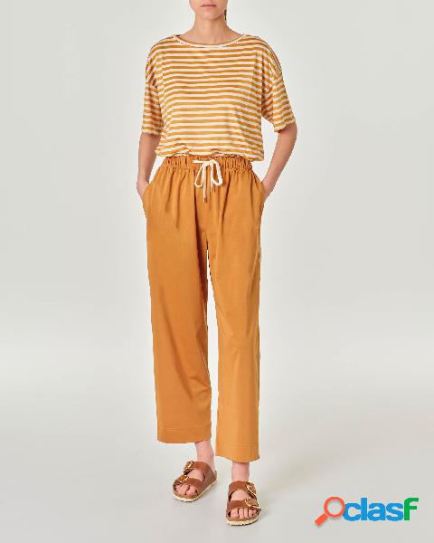 Pantaloni in jersey di misto cotone color giallo ocra con