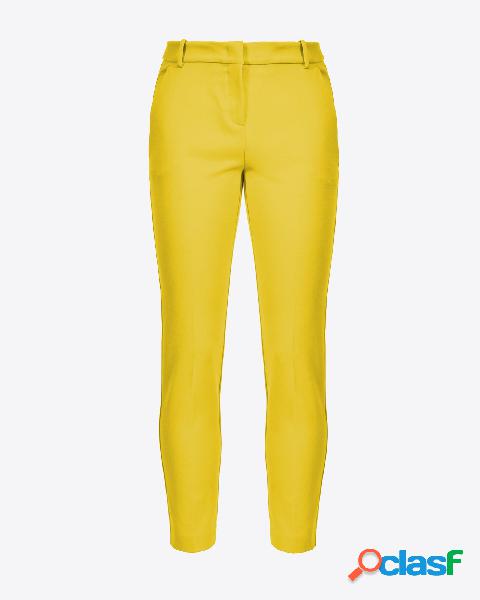 Pantaloni skinny gialli in jersey punto milano con piega