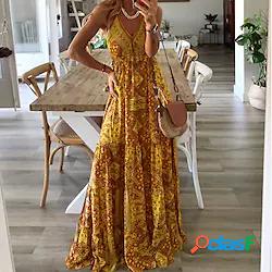 Per donna Abito con bretelline Abito boho Vestito maxi Verde