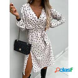 Per donna Abito linea A Abito a pois Abito al ginocchio