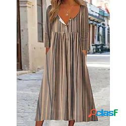 Per donna Abito linea A Abito midi Vestito longuette Cachi