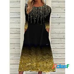 Per donna Abito linea A Abito midi Vestito longuette Nero