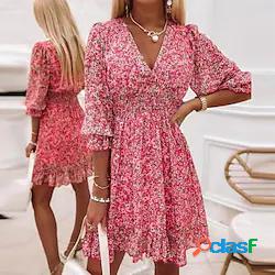 Per donna Abito linea A vestito a flori Mini abito corto