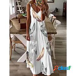 Per donna Abito linea A vestito a flori Vestito maxi piuma