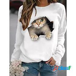 Per donna Felpa Maglione Gatto 3D Animali 3D Stampa