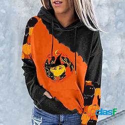 Per donna Felpa con cappuccio pullover Color Block Zucca