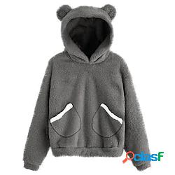 Per donna Felpa con cappuccio pullover Liscio Tasca frontale