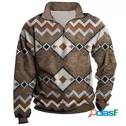 Per uomo Unisex Felpa con zip Maglione Fantasia geometrica