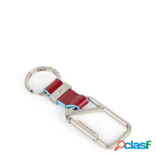 Piquadro blue square portachivi con moschettone doppio rosso