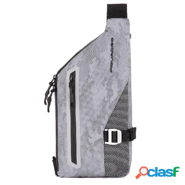 Piquadro monospalla in tessuto camo/grigio
