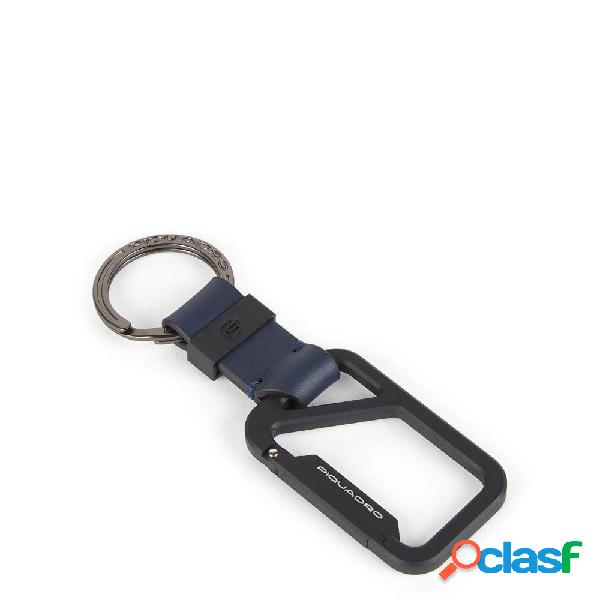 Piquadro pqj portachiavi con moschettone doppio blu