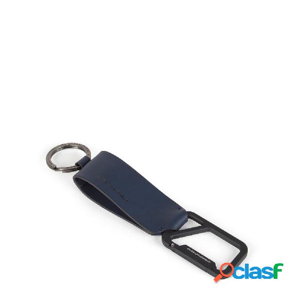 Piquadro pqj portachiavi un anello con moschettone blu