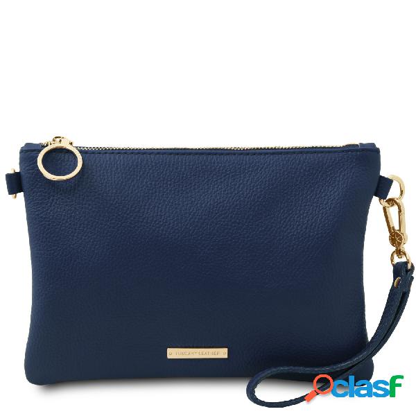 Pochette in pelle morbida Blu scuro