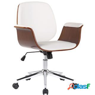 Sedia da Ufficio HAWAII, Design in Legno, Seduta in Pelle