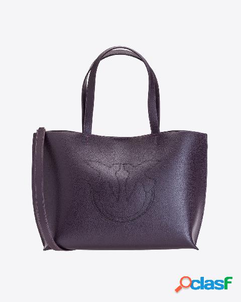 Shopping bag Everyday in pelle bottolata viola con maxi logo