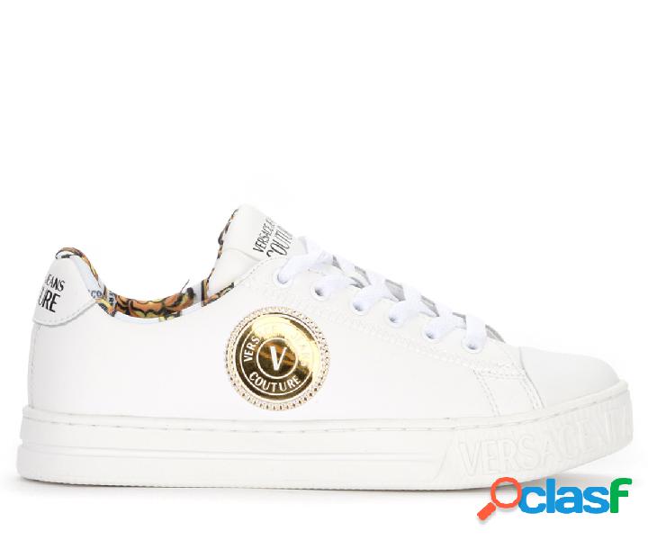 Sneaker Versace Jeans Couture Court 88 bianca con logo oro