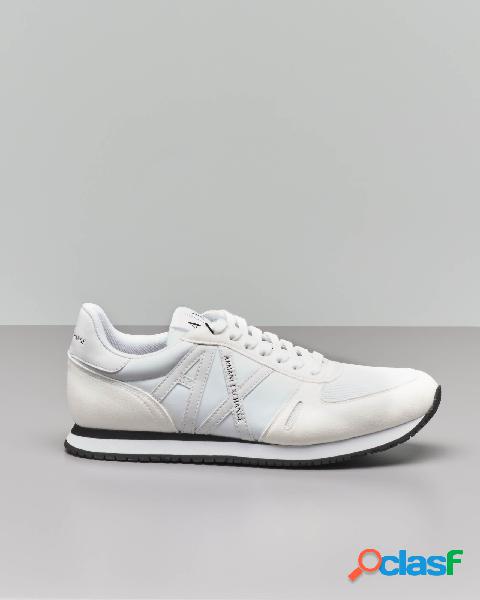 Sneakers bianco avorio con logo AX bianco tono su tono