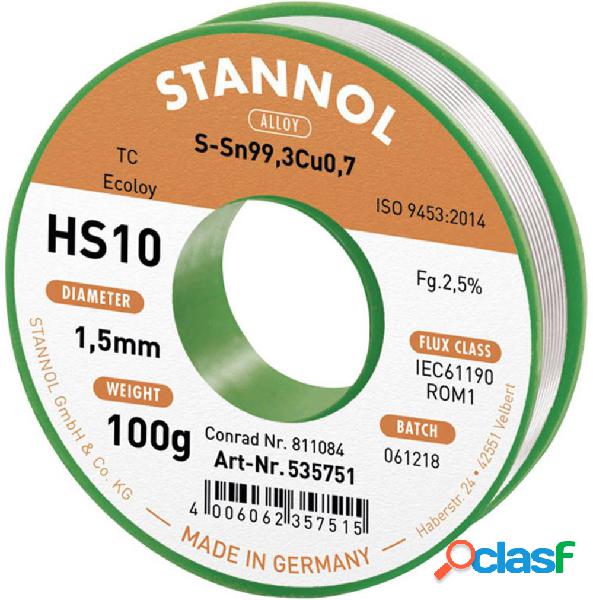 Stannol HS10 2510 Stagno senza piombo Bobina Sn99,3Cu0,7