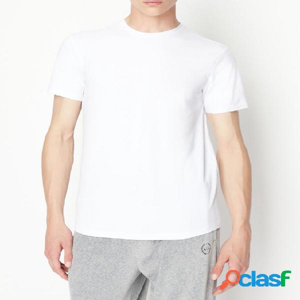 T-shirt bianca a mezza manica tinta unita con logo piccolo