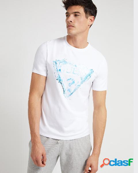 T-shirt bianca mezza manica con stampa logo triangolo in