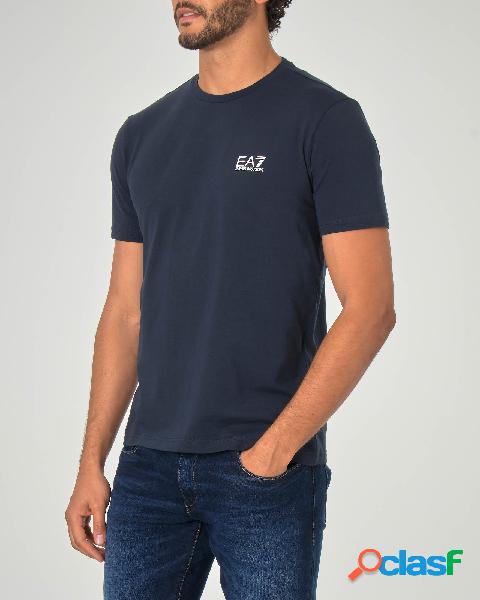 T-shirt blu mezza manica in jersey di cotone stretch