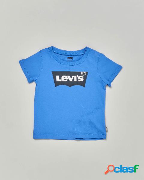 T-shirt mezza manica blu royal con logo batwing stampato