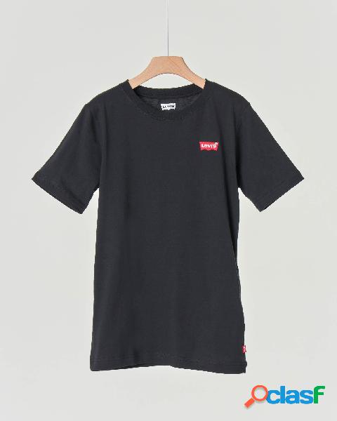 T-shirt nera mezza manica con logo batwing piccolo 10-16