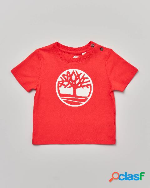 T-shirt rossa mezza manica con logo bianco 6-12 mesi