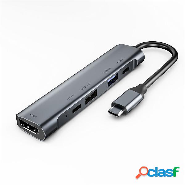 Typy C Hub Adattatore USB-C 5 in 1 con 4K 30Hz HDMI 60W PD