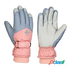 Winter Gloves Ski Gloves for Women Men PU Leather
