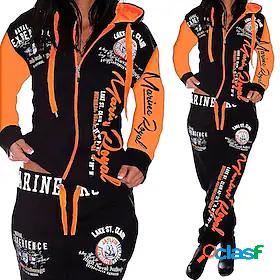 Women's 2 Piece Full Zip Tracksuit Sweatsuit Casual Long