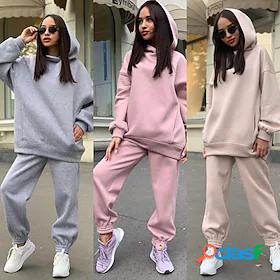 Womens 2 Piece Tracksuit Sweatsuit Street Long Sleeve Winter