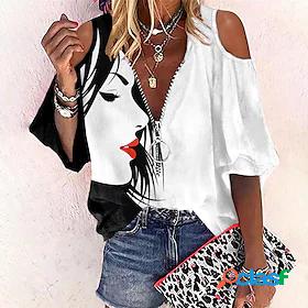 Womens Blouse Portrait Daily Weekend Portrait Long Sleeve