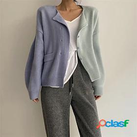 Womens Cardigan Sweater Jumper Crochet Knit Knitted Button
