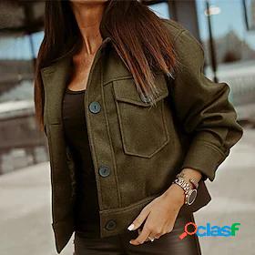 Womens Casual Jacket Button Pocket Fashion Casual Daily