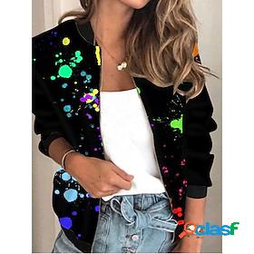 Women's Jacket Bomber Jacket Varsity Jacket Print Active