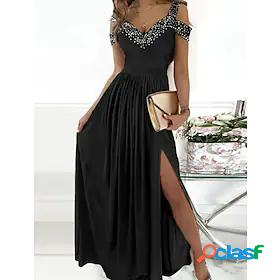 Womens Maxi long Dress Party Dress A Line Dress Black Short