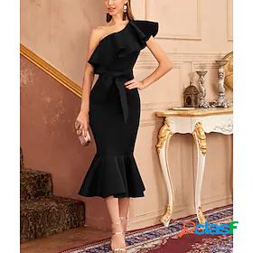 Womens Midi Dress Party Dress Trumpet / Mermaid Dress Black