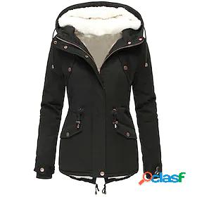 Womens Parka Zipper Button Pocket Active Sports Casual Daily