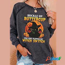 Womens Sweatshirt Ghost Print Hocus Pocus Halloween Casual