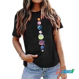 Womens T shirt Tee Basic Print Basic Simple T-shirt Sleeve