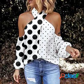Womens T shirt Tee Polka Dot Casual Weekend Painting Long