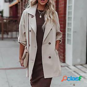 Women's Trench Coat Button Pocket Fashion Casual Casual