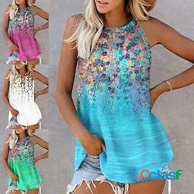 Women's Vest Basic Print Daily Multi Color Sleeveless Halter